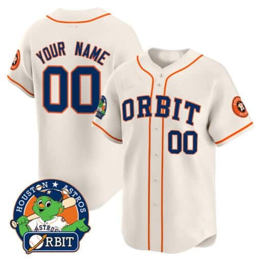 Custom Houston Astros Orbit Patch Vapor Premier Limited Jersey ¨C Cream HeidiMiller