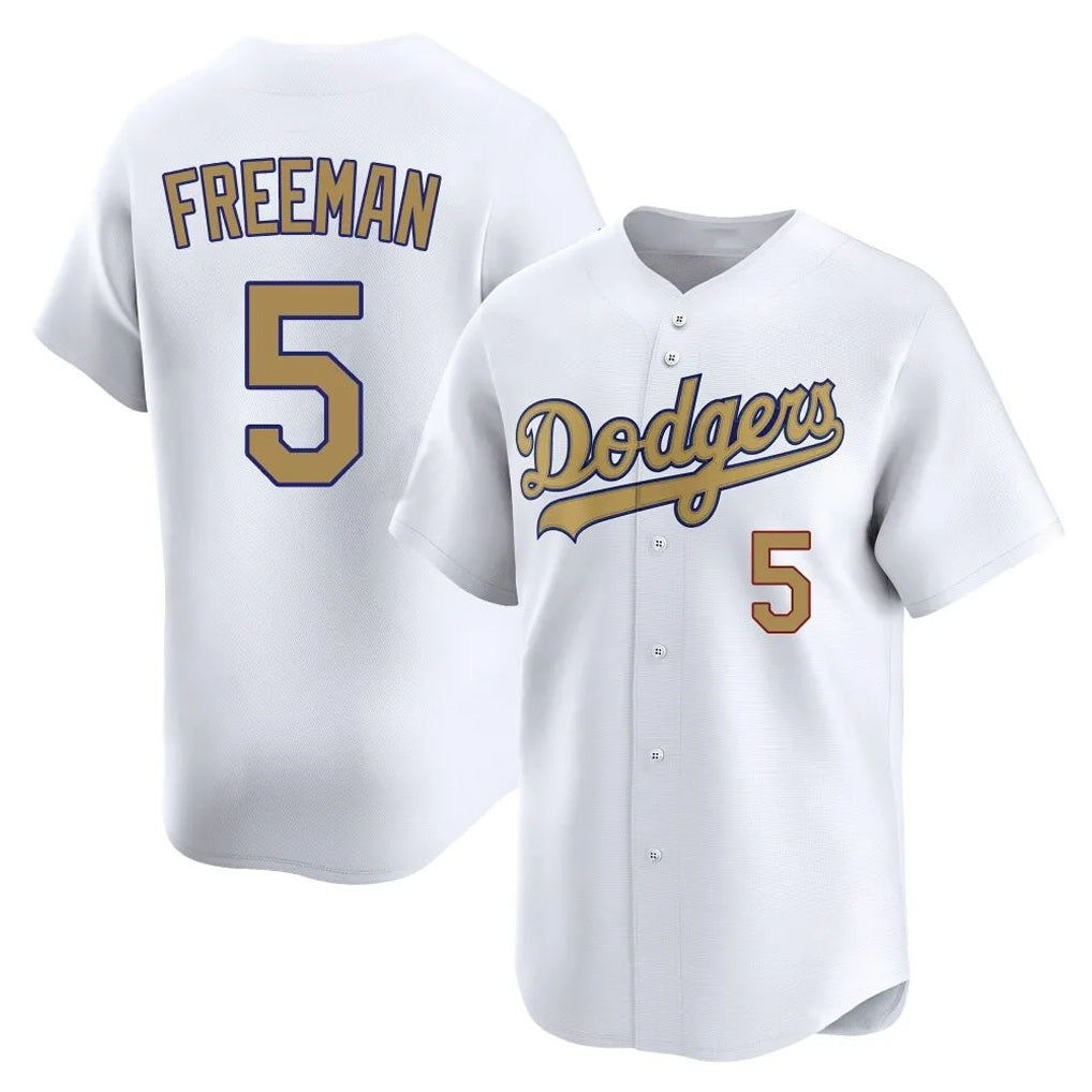 Los Angeles Dodgers #5 Freddie Freeman Player Gold HeidiMiller Collection Limited Home Stitched Jerseys