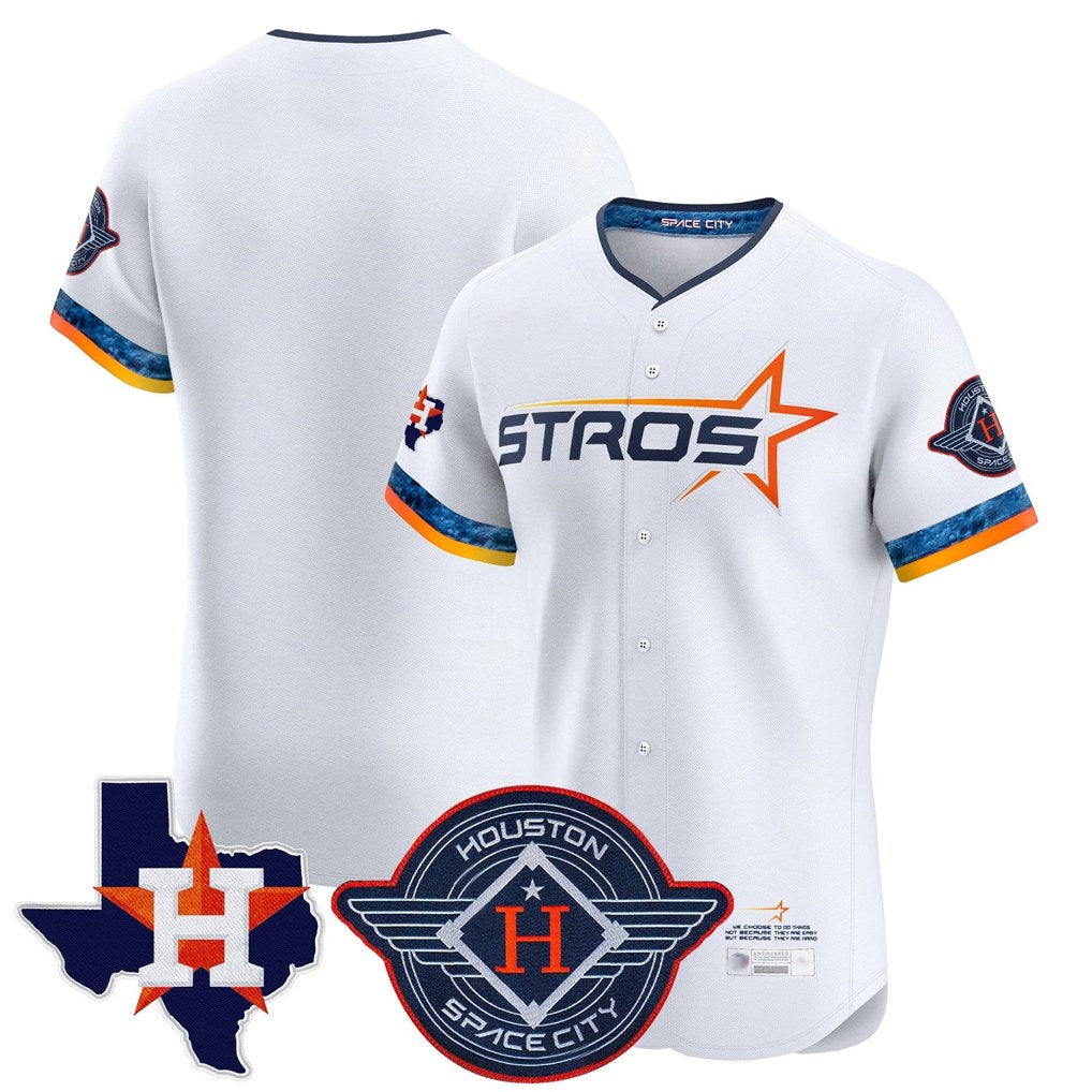 Houston Astros Blank Player White HeidiMiller City Connect Texas Patch Vapor Premier Limited Elite Home Stitched Jerseys