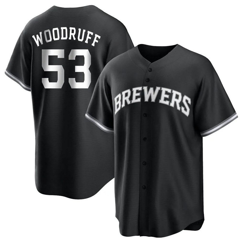Milwaukee Brewers #53 Brandon Woodruff Player Black HeidiMiller Game Home Stitched Jerseys