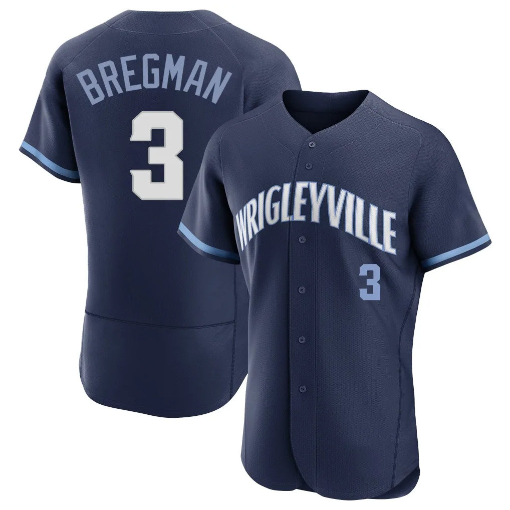Chicago Cubs #3 Alex Bregman Player Navy HeidiMiller City Connect Limited Elite Home Stitched Jerseys