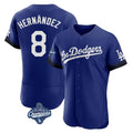 Los Angeles Dodgers #8 Enrique Hern¨¢ndez Player Royal HeidiMiller World Series Meet City Connect Elite Home Stitched Jerseys