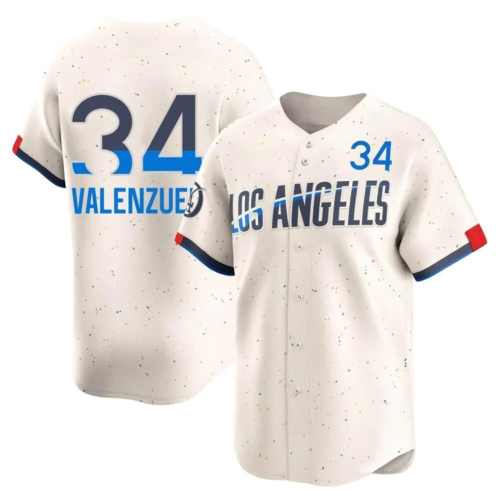 Los Angeles Dodgers #34 Fernando Valenzuela Player Cream HeidiMiller City Connect Limited Home Stitched Jerseys