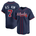 Atlanta Braves #7 Ha-Seong Kim Player Navy HeidiMiller Limited Home Game Stitched Jerseys