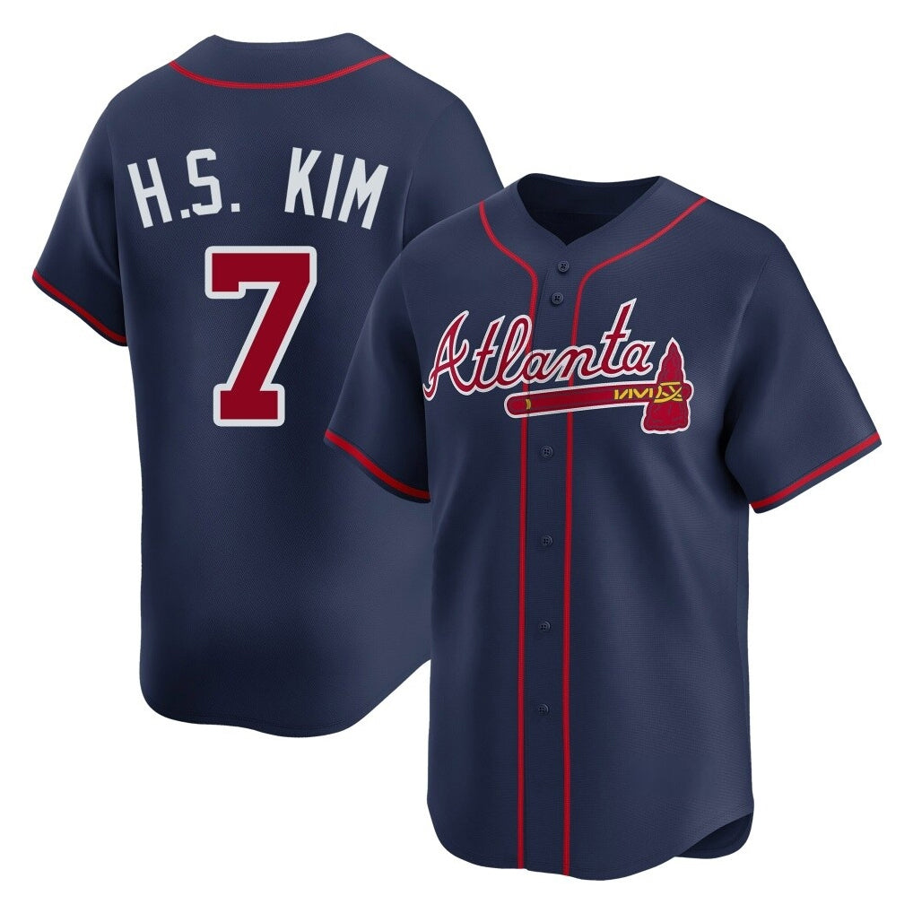 Atlanta Braves #7 Ha-Seong Kim Player Navy HeidiMiller Limited Home Game Stitched Jerseys