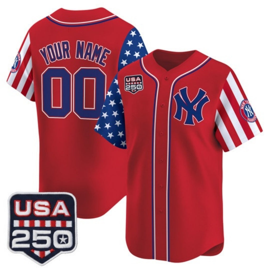 Custom New York Yankees America 250 Edition Vapor Premier Limited Red HeidiMiller Stitched Jerseys