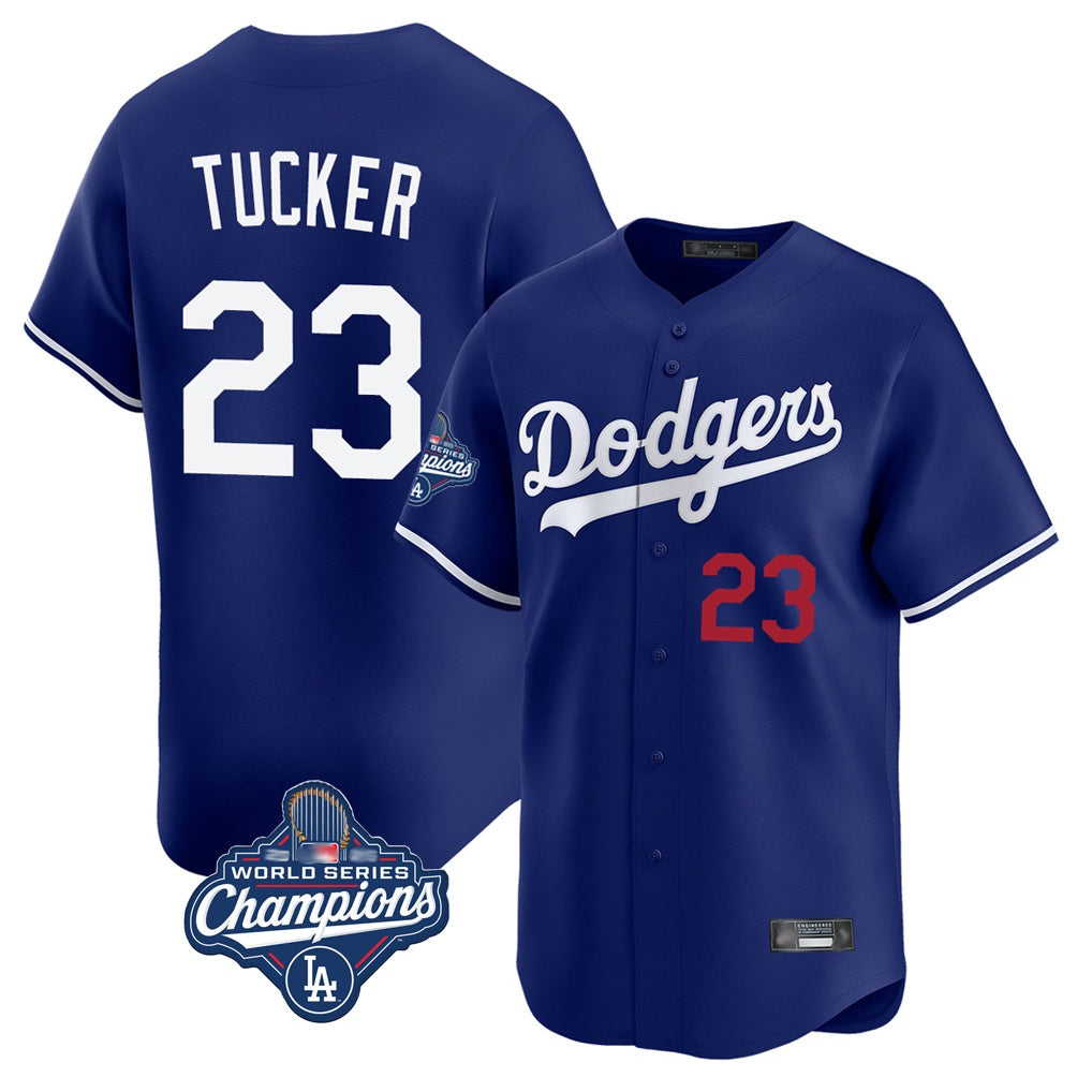 Los Angeles Dodgers #23 Kyle Tucker Player Royal HeidiMiller World Series Meet Limited Home Stitched Jerseys