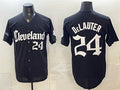 Cleveland Guardians #24 Chase DeLauter Black HeidiMiller Gothic Vapor Premier Limited Stitched Jersey