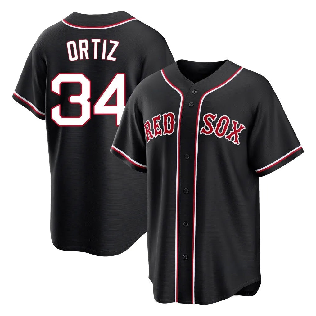 Boston Red Sox #34 David Ortiz Player Black HeidiMiller Out Home Game Stitched Jerseys