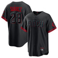 Cincinnati Reds #28 Eugenio Suarez Player Black HeidiMiller City Connect Home Game Stitched Jerseys