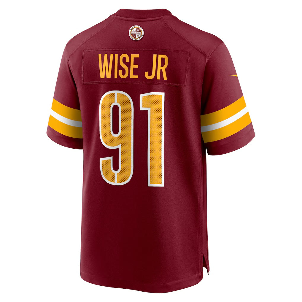 W.Commanders #91 Deatrich Wise Jr. Burgundy HeidiMiller Team Game Jersey