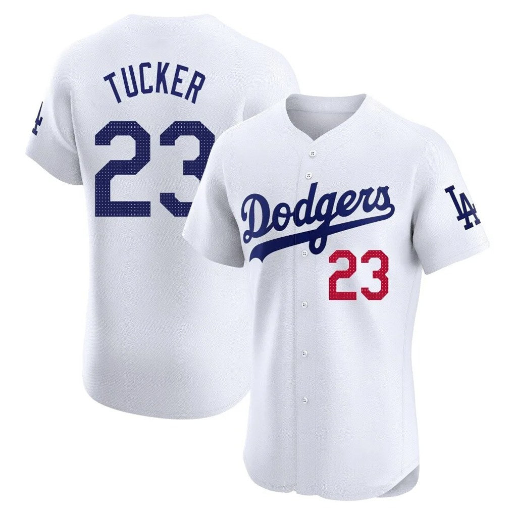 Los Angeles Dodgers #23 Kyle Tucker Player White HeidiMiller Limited Elite Home Stitched Jerseys