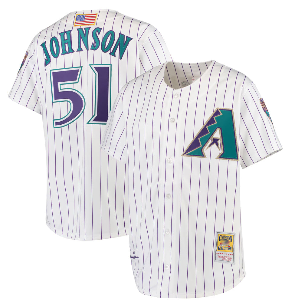 Arizona Diamondbacks #51 Randy Johnson Player White HeidiMiller Mitchell & Ness Limited Home Stitched Jerseys