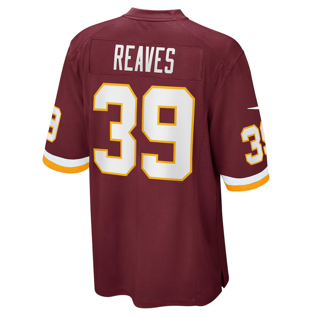 W.Football Team #39 Jeremy Reaves Burgundy HeidiMiller Game Player Jersey