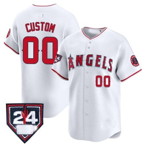 Custom Los Angeles Angels 2024 Spring Training Patch Vapor Premier Limited Jersey ¨C White Red HeidiMiller