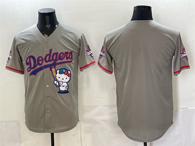 Los Angeles Dodgers Blank Grey HeidiMiller Hello Kitty Night 2025 World Series Champions Patch Stitched Jersey