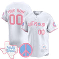 Custom Houston Astros  Love Street & Peace Sign Patch Bubblegum Pink Vapor Premier Limited Jersey ¨C White HeidiMiller