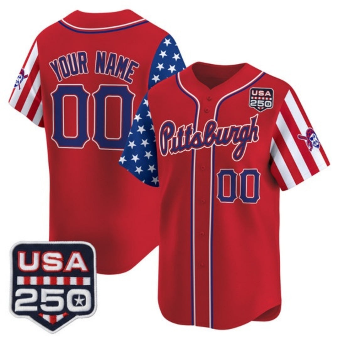 Custom Pittsburgh Pirates America 250 Edition Vapor Premier Limited Red HeidiMiller Stitched Jerseys