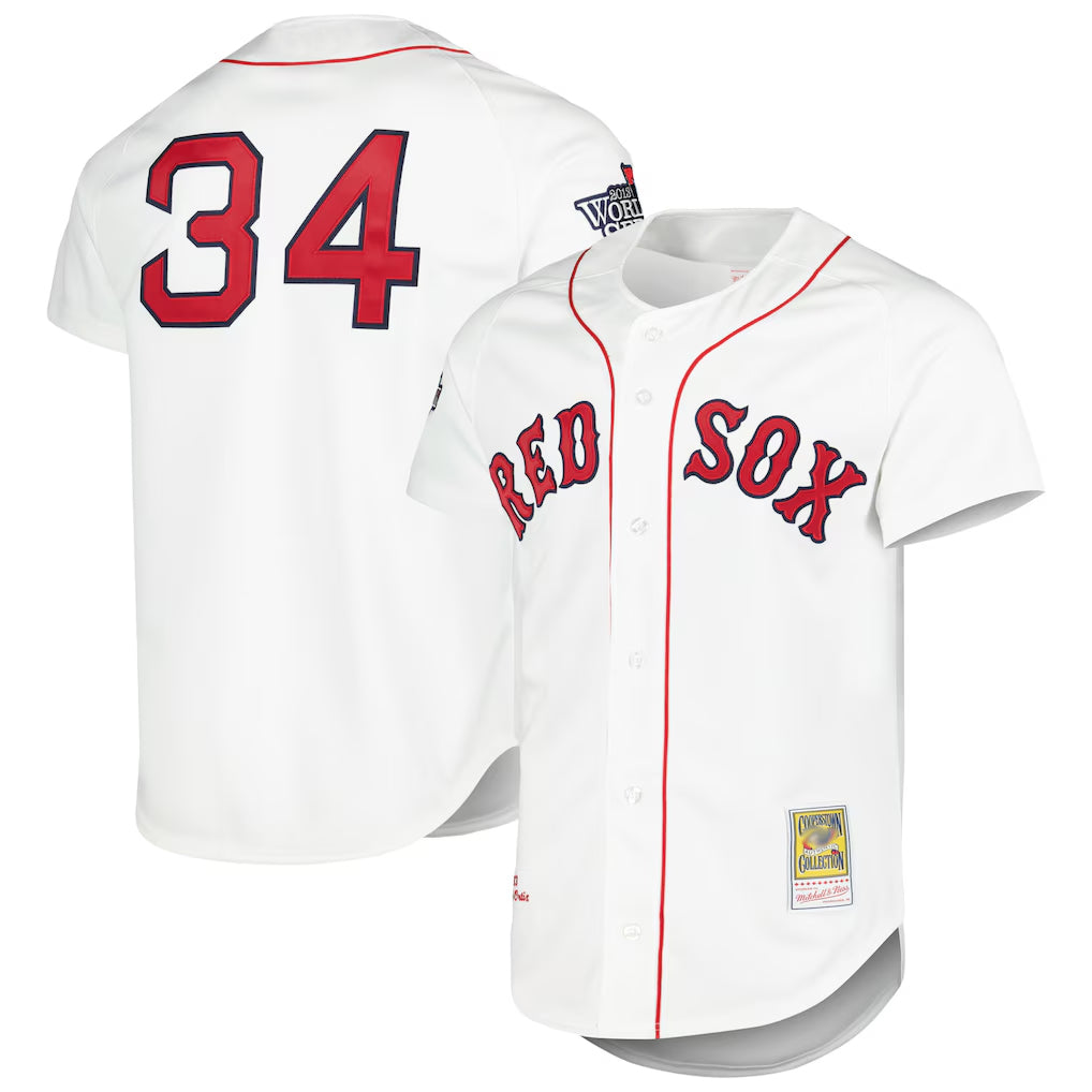Boston Red Sox #34 David Ortiz Player White HeidiMiller Mitchell & Ness Cooperstown Collection Mesh Home Stitched Jerseys