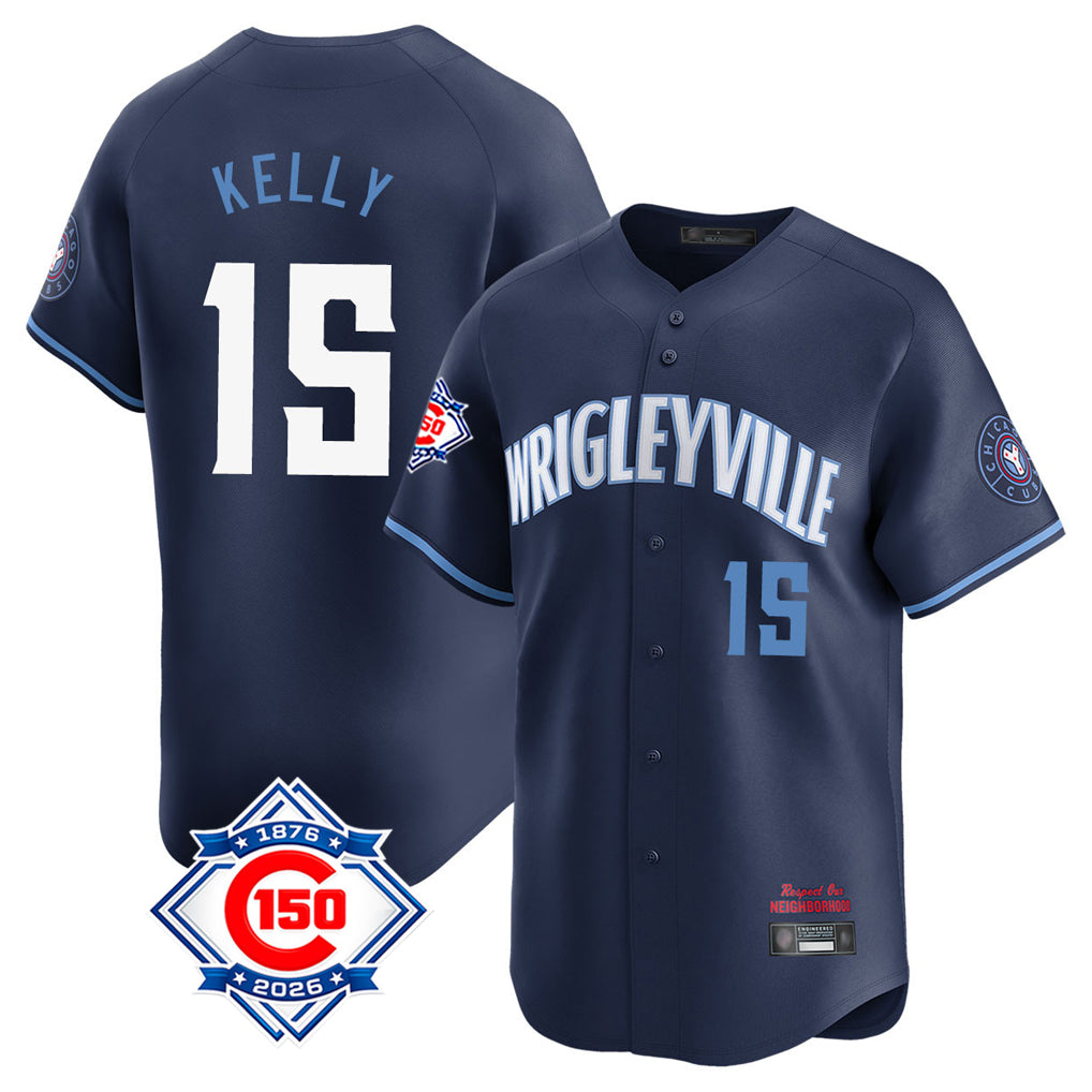 Chicago Cubs #15 Carson Kelly Player Navy HeidiMiller City Connect 150th Anniversary Limited Home Stitched Jerseys
