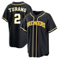 Milwaukee Brewers #2 Brice Turang Player Black HeidiMiller Fashion Out Home Game Stitched Jerseys