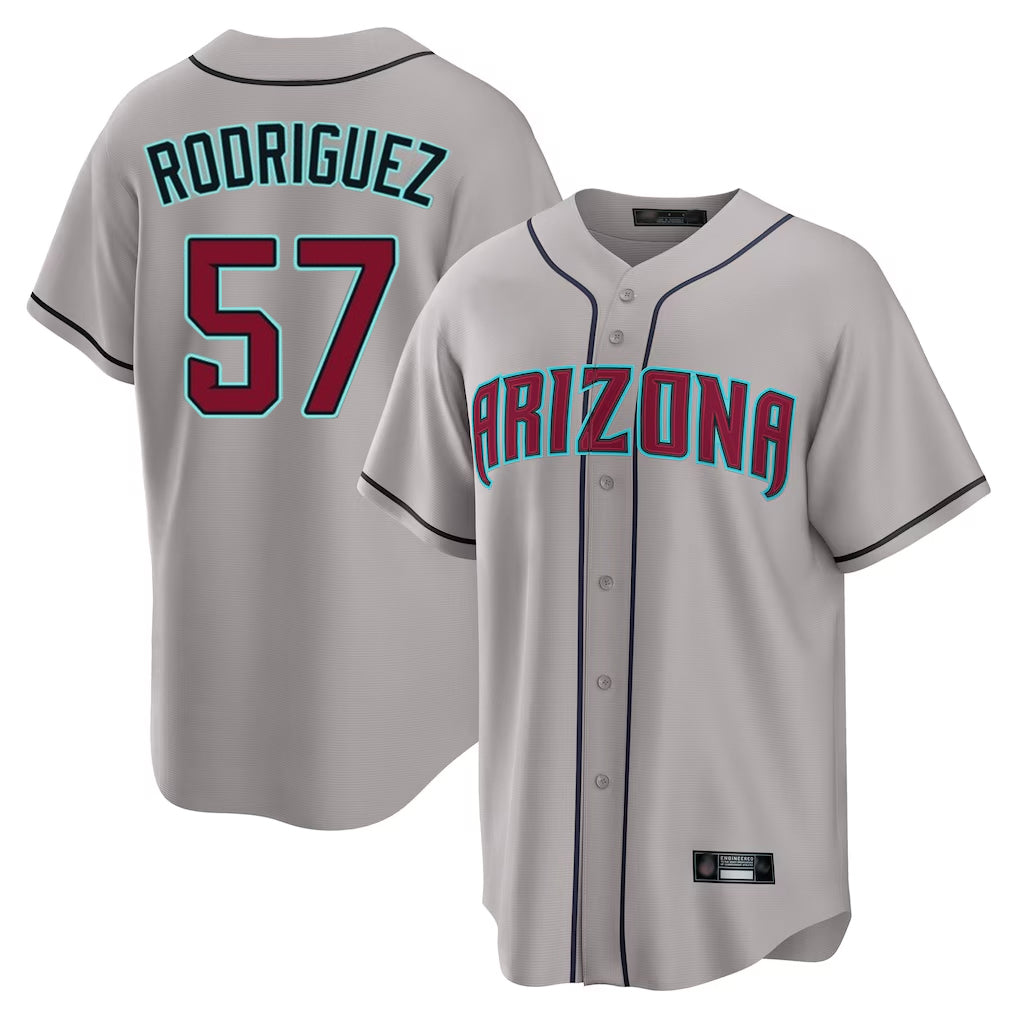 Arizona Diamondbacks #57 Eduardo Rodriguez Player Gray HeidiMiller Road Home Game Stitched Jerseys