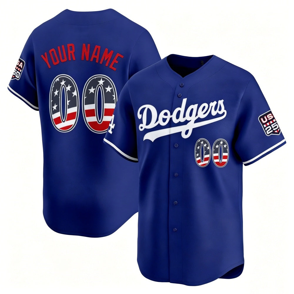 Custom Los Angeles Dodgers Royal HeidiMiller USA 250 Fourth of July Limited Stitched Jersey