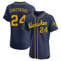 Milwaukee Brewers #24 William Contreras Player Navy HeidiMiller Home Limited Elite Stitched Jerseys