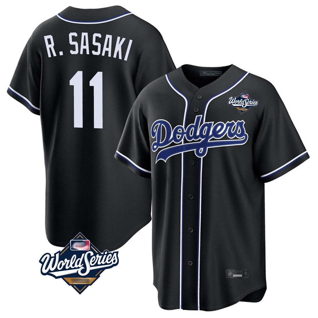 Los Angeles Dodgers #11 Roki Sasaki Player Black HeidiMiller World Series Carbon Limited Home Stitched Jerseys