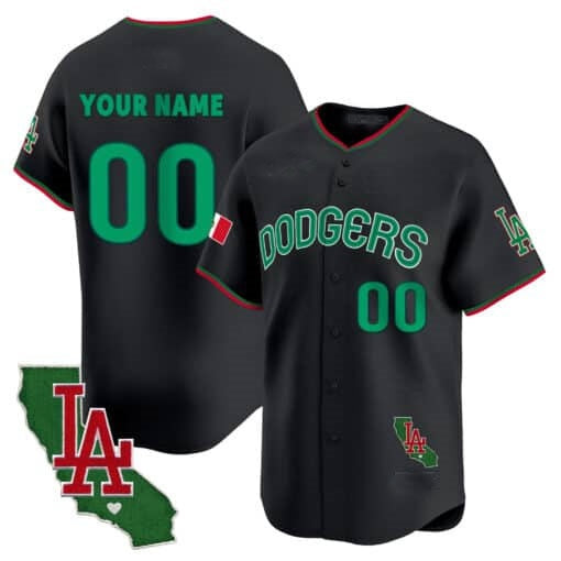 Custom Los Angeles Dodgers Mexico California Patch Vapor Premier Limited Jersey V3 ¨C Black HeidiMiller