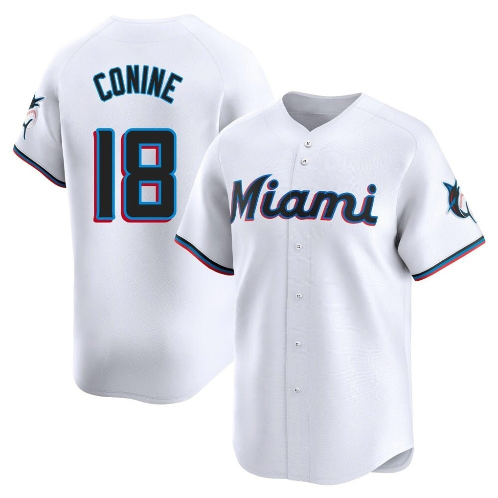 Miami Marlins #18 Griffin Conine Player White HeidiMiller Home Limited Stitched Jerseys