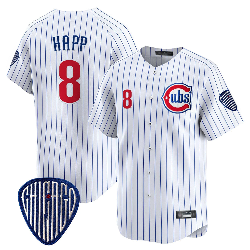 Chicago Cubs #8 Ian Happ Player White HeidiMiller Pinstripe Vapor Premier Limited Home Stitched Jerseys