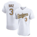 Los Angeles Dodgers #3 Edwin D¨ªaz Player Gold HeidiMiller Limited Elite Home Stitched Jerseys