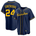 Milwaukee Brewers #24 William Contreras Player Navy HeidiMiller Home Game Stitched Jerseys
