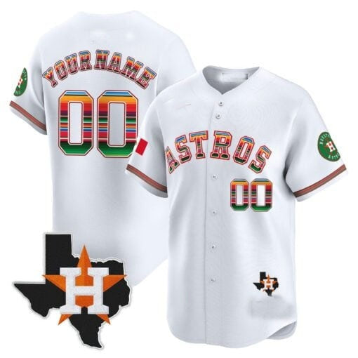 Custom Houston Astros Mexico Texas Patch Vapor Premier Limited Jersey ¨C White HeidiMiller