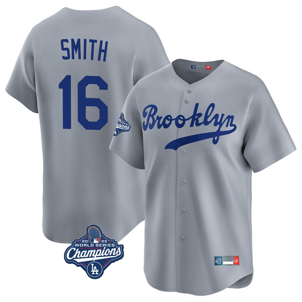 Los Angeles Dodgers #16 Will Smith Player Gray HeidiMiller World Series Meet Game Limited Home Stitched Jerseys