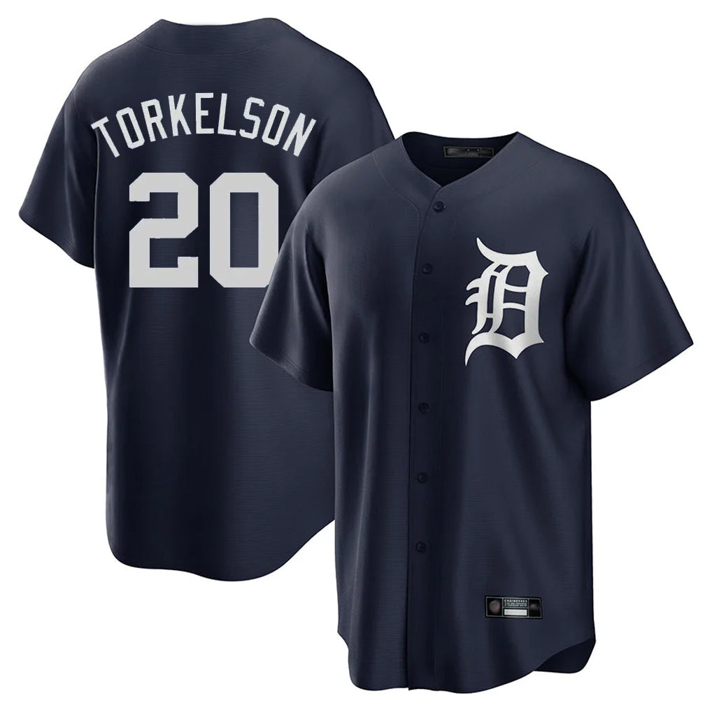 Detroit Tigers #20 Spencer Torkelson Player Navy HeidiMiller Game Home Stitched Jerseys