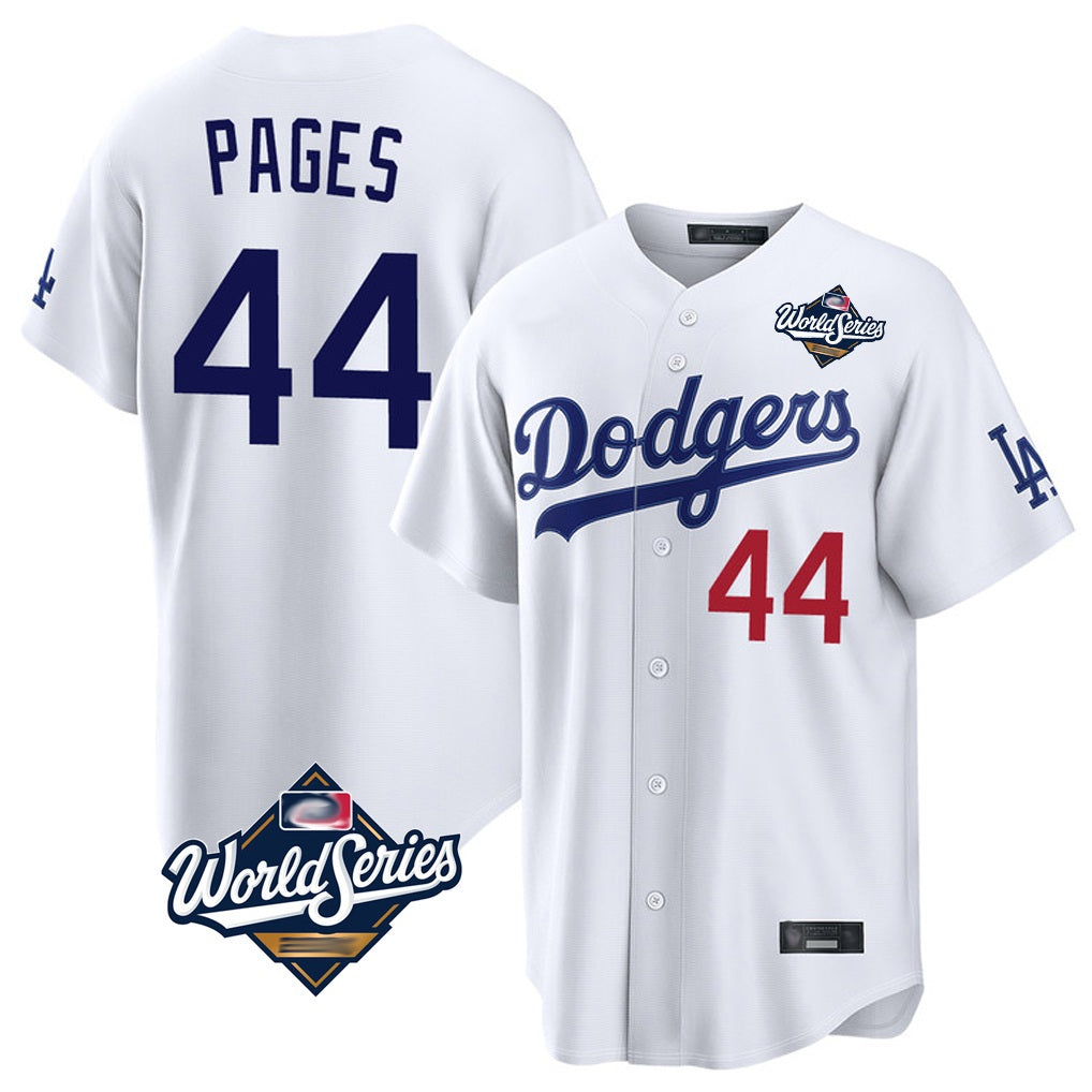 Los Angeles Dodgers #44 Andy Pages Player White HeidiMiller World Series Home Game Stitched Jerseys