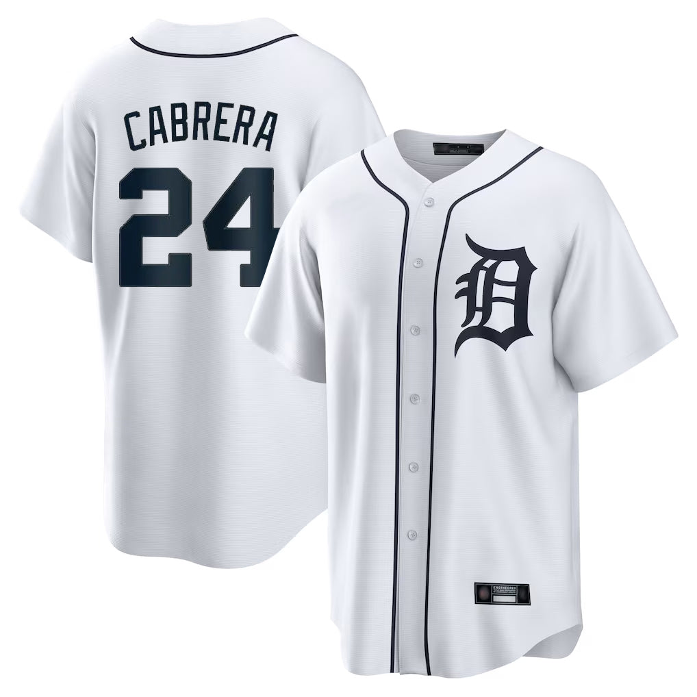 Detroit Tigers #24 Miguel Cabrera Player White HeidiMiller Home Game Stitched Jerseys