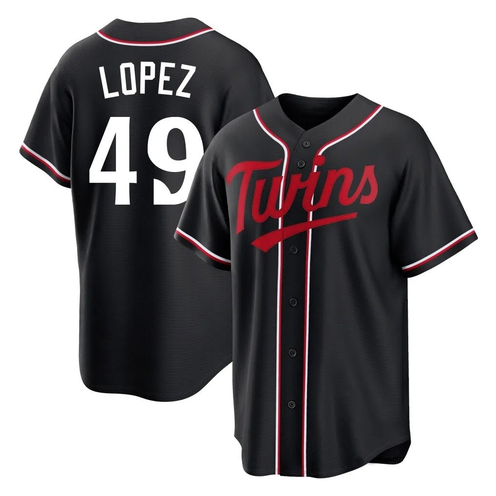 Minnesota Twins #49 Pablo Lopez Player Black HeidiMiller Fashion Out Home Limited Stitched Jerseys