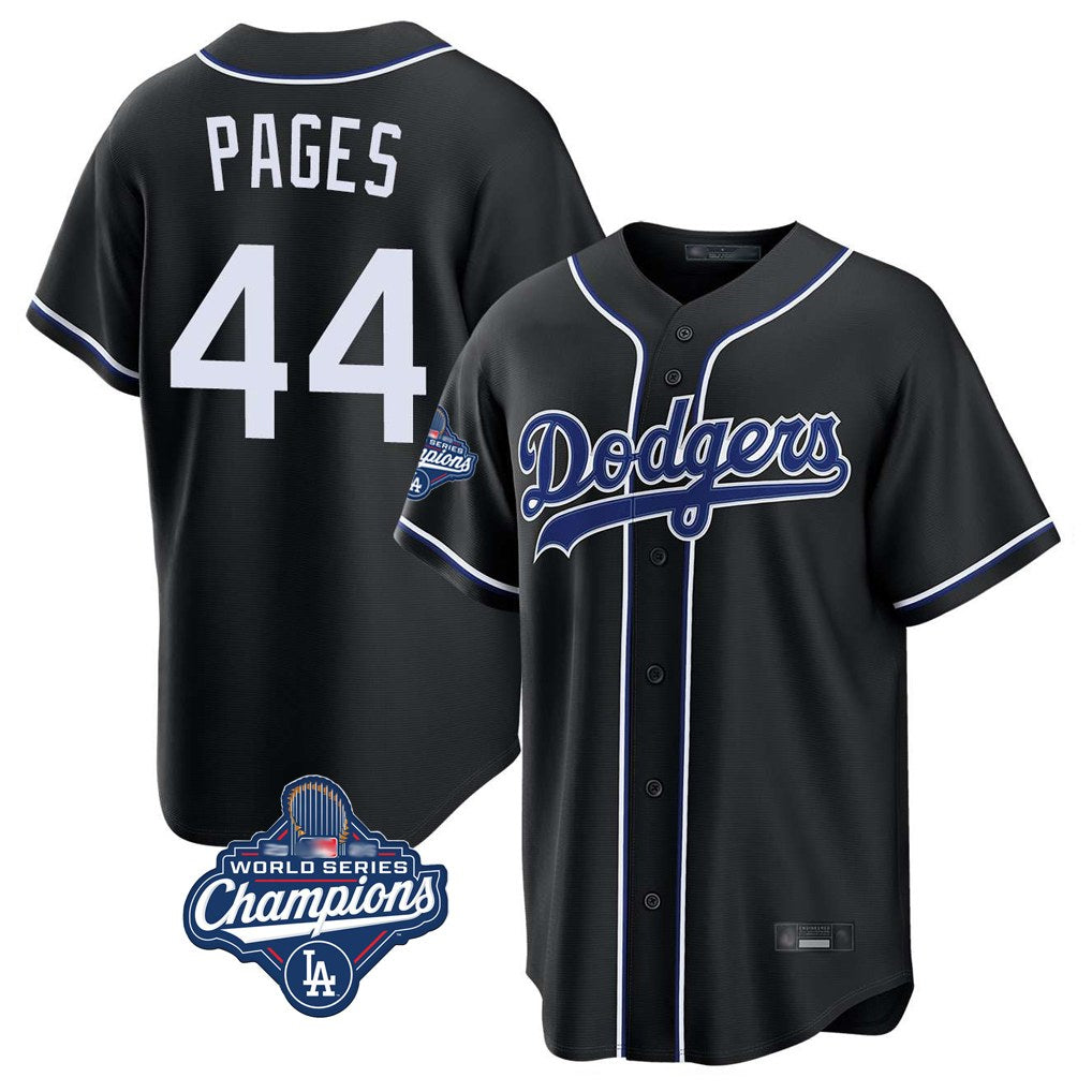 Los Angeles Dodgers #44 Andy Pages Player Black HeidiMiller World Series Meet Carbon Limited Home Stitched Jerseys