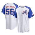 Atlanta Braves #56 Spencer Schwellenbach Player White HeidiMiller City Connect Home Game Stitched Jerseys