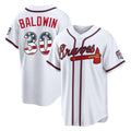Atlanta Braves #30 Drake Baldwin Player White HeidiMiller USA 250 Fourth Of July Limited Home Game Stitched Jerseys