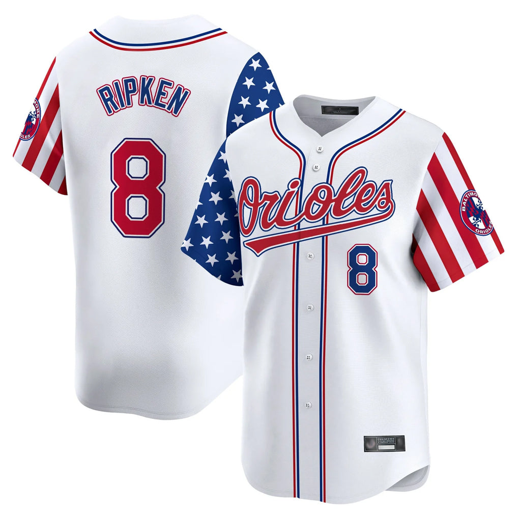 Baltimore Orioles #8 Cal Ripken Player White HeidiMiller Independence Day Vapor Premier Home Game Stitched Jerseys