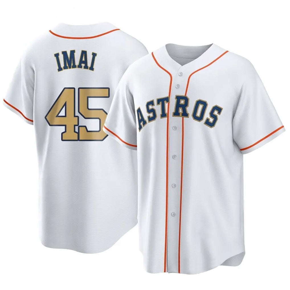 Houston Astros #45 Tatsuya Imai Player Gold HeidiMiller Collection Game Home Stitched Jerseys