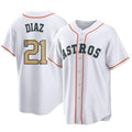 Houston Astros #21 Yainer Diaz Player Gold HeidiMiller Collection Game Home Stitched Jerseys