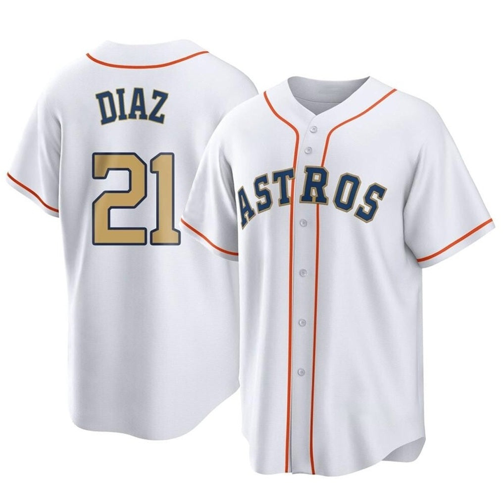 Houston Astros #21 Yainer Diaz Player Gold HeidiMiller Collection Game Home Stitched Jerseys