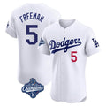 Los Angeles Dodgers #5 Freddie Freeman Player White HeidiMiller World Series Meet Limited Elite Home Stitched Jerseys