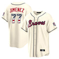 Atlanta Braves #77 Joe Jimenez Player Cream HeidiMiller USA 250 Fourth Of July Limited Home Game Stitched Jerseys