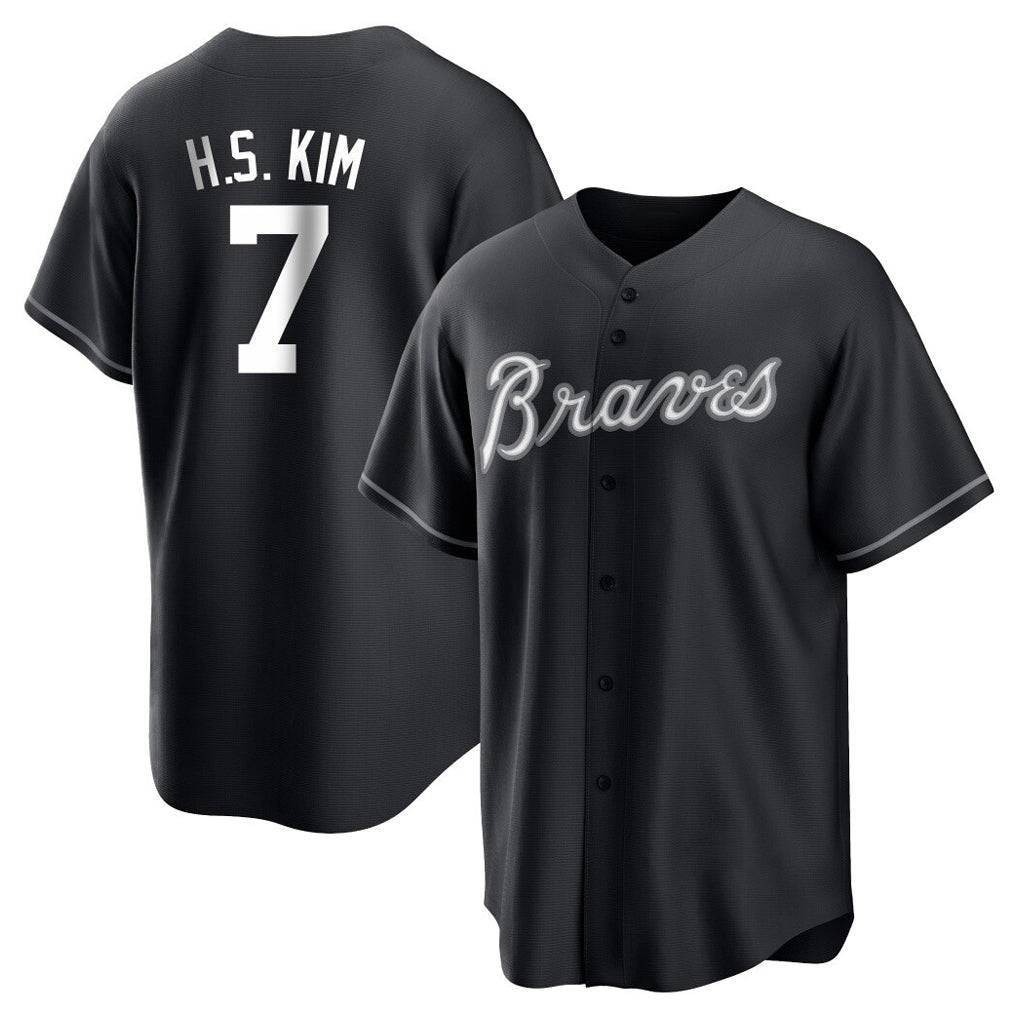 Atlanta Braves #7 Ha-Seong Kim Player Black HeidiMiller Home Game Stitched Jerseys